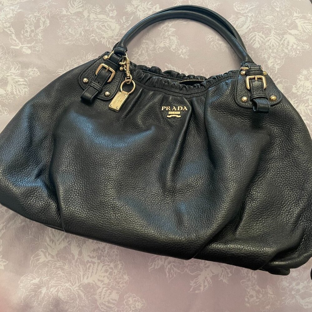 Prada  Milano Leather Large Black Bag